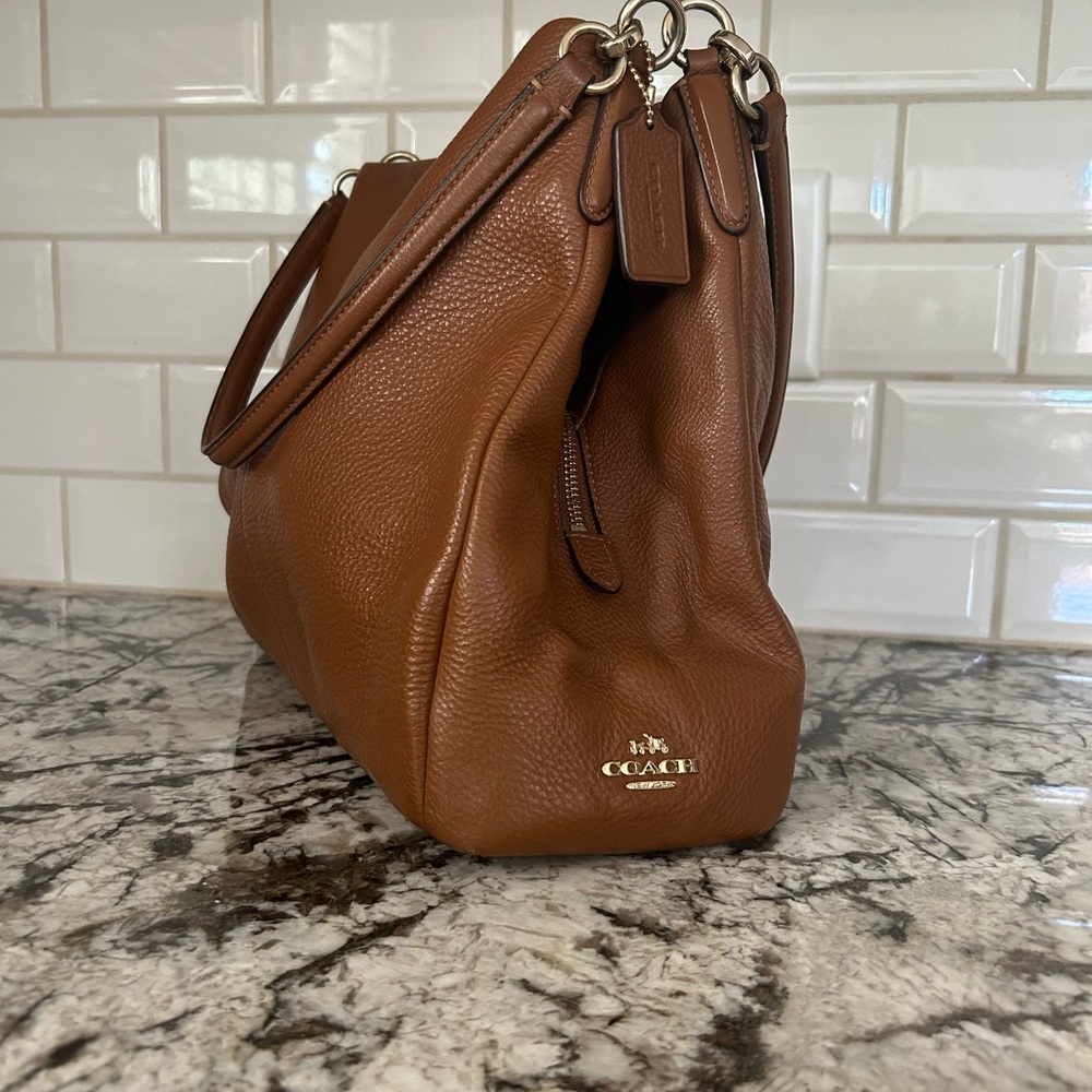 Coach Phoebe Pebbled Leather Shoulder Bag Hobo F35723 Saddle